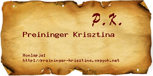 Preininger Krisztina névjegykártya